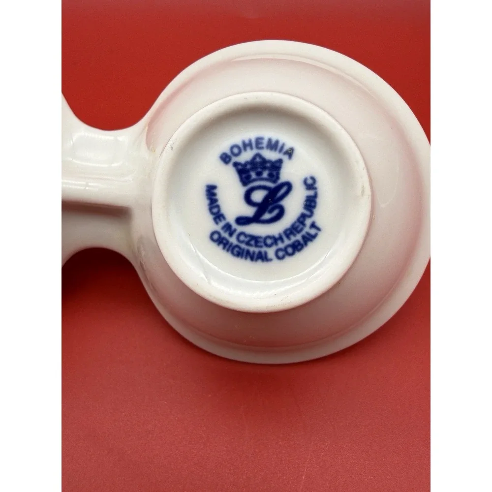 Vintage Czech Republic Cobalt Blue Porcelain Dish Salt & Pepper Cellar